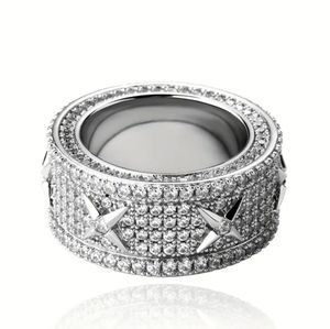 Amazing X Statement Ring with Zircon Paved Stones